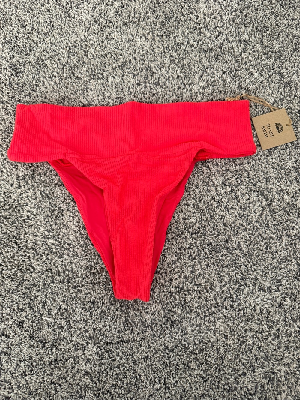 High-Rise Fold-Over Bikini Bottom in Bright Red